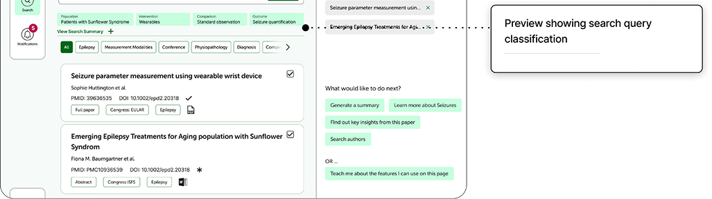Preview showing search query classification
